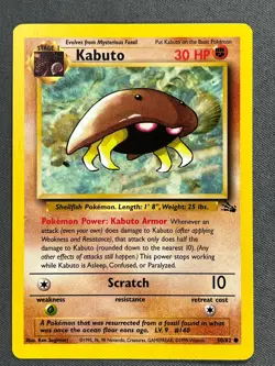 Kabuto 50/62 Base Set Series Fossil COMMON Stage 1 Pokemon Card 1999 WOTC NM - Image 1