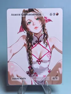 Aerith, Waifu the Gathering, Custom Anime Waifu Final Fantasy Trading Card - Image 1