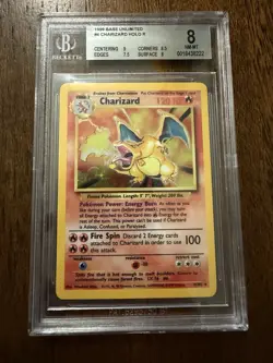 BGS NM-MT 8 Pokemon Trading Card Game Charizard 004/102 Base Set Holo Rare - Image 1