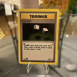 Gambler 60/62 Trainer Fossil 1st Edition Pokemon Card Common - Image 1