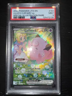 Pokemon TCG Journey Together Lillie's Clefairy EX Holo Card 184/159 PSA 9 - Image 1