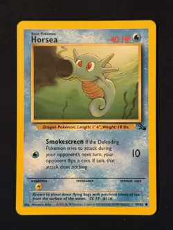 Horsea 1st Edition 49/62 Fossil Common Pokemon Vintage Card WOTC NM - Image 1