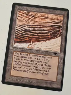 Magic the Gathering MTG Antiquities Strip Mine (Tower) NM- (Beta Bob) - Image 1