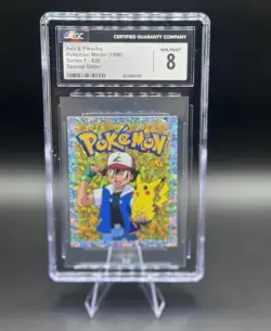 1998 Pokemon Merlin • Ash & Pikachu SPECIAL GLITTER Series 1 - (CGC) NM/MT 8 - Image 2