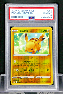 2020 Pokemon Sword & Shield Pikachu 065/202 Reverse Holo Graded PSA 10 - Image 1