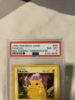 1999 Pokemon Game Pikachu Red Cheeks - Shadowless - PSA 8 - MN-MT #58 - Image 2