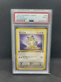 PSA 9 1999 POKEMON JUNGLE 56/64 MEOWTH MINT 1st Edition FRESH GRADE - Image 1