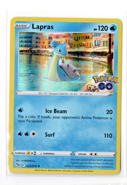 Pokemon TCG - Lapras 23/78 - Holo Rare - Pokemon GO Stamped 2022 Pack Fresh - NM - Image 1