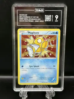 2016 POKEMON XY BLACK STAR PROMO SHINY MEGA GYARADOS #XY143 MAGIKARP-HOLO TAG 9 - Image 1