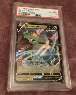 PSA 10 RAYQUAZA V 2023 Pokemon Crown Zenith #100 Card GEM MINT - Image 1
