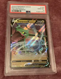 PSA 10 RAYQUAZA V 2023 Pokemon Crown Zenith #100 Card GEM MINT - Image 2