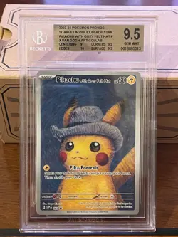 Pokemon card Pikachu with Grey Felt Hat Van Gogh Full Art Promo SVP 085 BGS 9.5 - Image 1