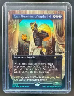 2025 Magic MTG Secret Lair Encyclopedia Gray Merchant Of Asphodel Foil #0007 - Image 1