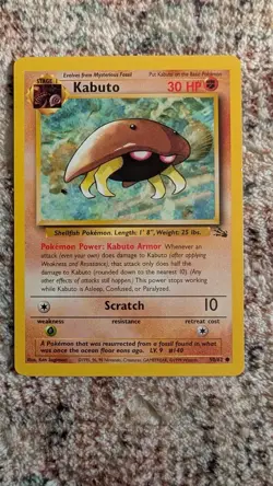 1999 Wizards Pokemon Fossil Unlimited Kabuto 50/62 Non-Holo NM-MT - Image 1