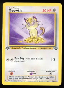 Meowth Jungle 56/64 Regular 1st Edition Common Pokemon Card WOTC M2 - Image 1