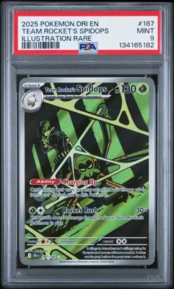 Team Rocket'S Spidops Illustration Rare Pokemon Dri En-Destined Rivals 187 PSA 9 - Image 1