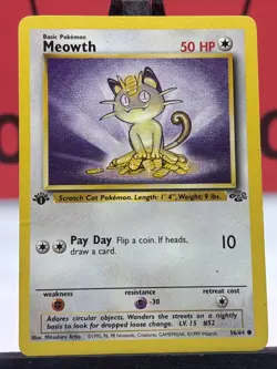 Meowth 56/64 Jungle WOTC 1st Edition Pokemon TCG Regular Common 1999 MP - Image 3