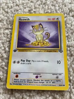 1st Edition Meowth 56/64 Common 1999 WOTC Jungle Pokemon Cards LP NICE! - Image 1