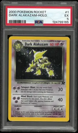 2000 Pokemon Rocket Unlimited Holofoil Dark Alakazam #1 PSA 5 - Image 1