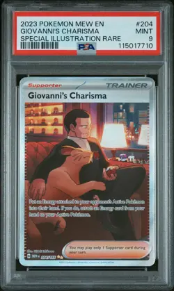 GIOVANNI'S CHARISMA #204 SPECIAL ILLUSTRATION RARE 2023 POKEMON MEW EN 151 PSA 9 - Image 1