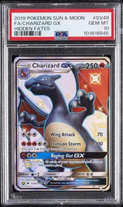 2019 POKEMON SUN & MOON HIDDEN FATES #SV49 FULL ART/CHARIZARD GX PSA 10 - Image 1