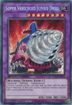 Yugioh - Super Vehicroid Jumbo Drill 1st Edition Secret Rare NM - Free Holo Card - Image 1