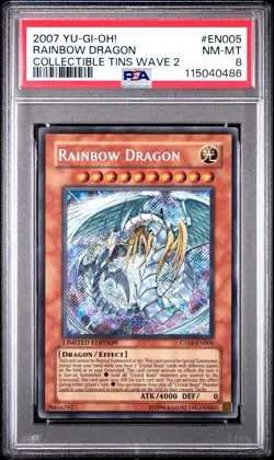 2007 Yu-Gi-Oh! Rainbow Dragon CT04 Limited Edition Secret Rare PSA 8 - Image 1