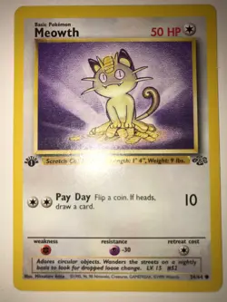 Meowth 56/64 - Common 1999 - Jungle Set 1st Edition Pokemon Card - (NM, LP) - Image 1