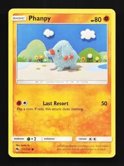 Phanpy 111/214 LP Lost Thunder English Pokemon Card TCG - Image 1