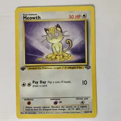 Meowth 1st Edition Jungle Set Non-Holo Pokemon Card WOTC -56/64 - Image 1