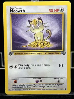 Pokemon Cards: Jungle 1st Edition Common: Meowth 56/64 Regular LP - Image 3
