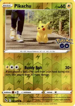 Pikachu (27) Reverse Holo Common Pokemon GO 027/078 LP - Image 1