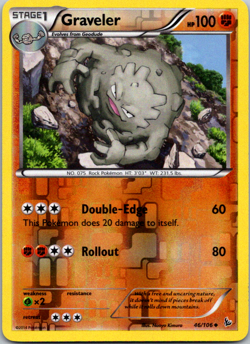 Graveler - Reverse Holo Uncommon Pokemon 2014 XY Flashfire 46/106 - NM - Image 1