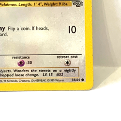 Meowth 56/64 1st Edition Jungle Set Colorless 1999 Pokemon WOTC TCG MP/LP - Image 3