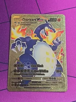 Charizard VMAX Gigantamax # SV 107/SV 122 Gold Foil Fan Art Pokemon Card Holo - Image 1
