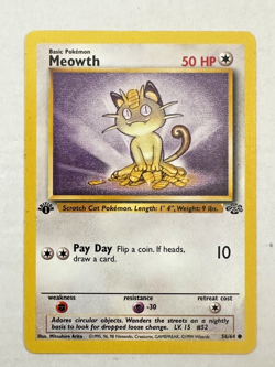 Meowth 56/64 1st Edition Pokemon Card Jungle Common WOTC LP - Image 1