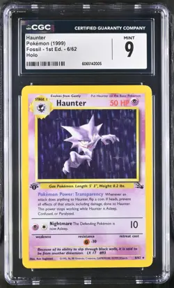 CGC 9 MINT Haunter 1st Edition Fossil 6/62 Holo 1999 Pokemon Card psa - Image 1