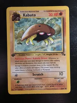 Kabuto 1st Edition Fossil Set Pokemon WOTC TCG Common Card #50/62 - Image 1