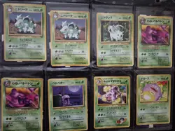 Pokemon TCG 3.25 Sleeve Pages Of Non-Halo Base Set Japanese Grass Type Cards - Image 1