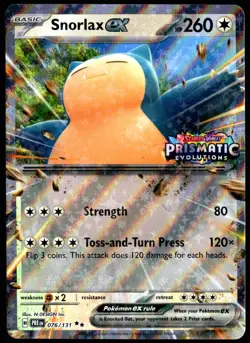 Pokemon TCG Snorlax ex 076/131 2025 Prismatic Evolutions Stamped Promo Card - NM - Image 1