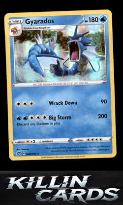 Gyarados 040/192 Pokemon Holo Rare SWSH02: Rebel Clash Card NM - Image 1