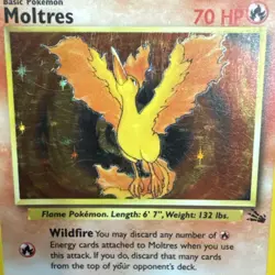 1999 POKEMON FOSSIL #12/62 MOLTRES HOLO LP - Image 2