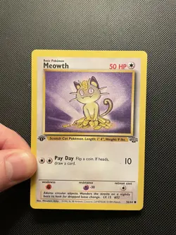 1999 Pokemon Jungle 1st Edition Meowth 56/64 WOTC Vintage Common - Image 1