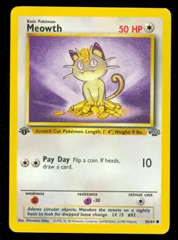 Pokemon MEOWTH 56/64 1st Edition Jungle - Lightly Played - Image 1