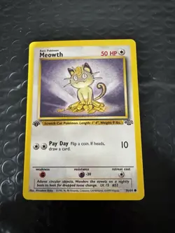1999 Pokemon Jungle Meowth 1st Edition 56 NM - Image 1