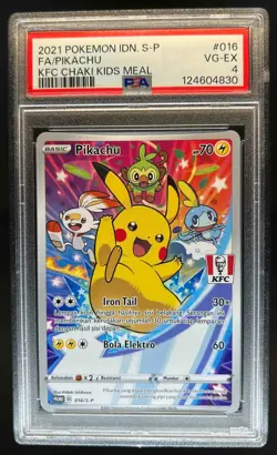 2021 Pokemon KFC Promo Full Art FA Pikachu #016 PSA 4 VG-EX - Image 1