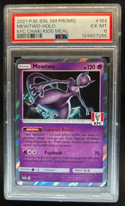 2021 Pokemon KFC Promo Mewtwo Holo #184 PSA 6 EX-MT - Image 1