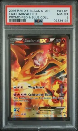 2016 Pokemon XY Red BLue Charizard EX Full Art Black Star Promo BSP #XY121 PSA 8 - Image 1