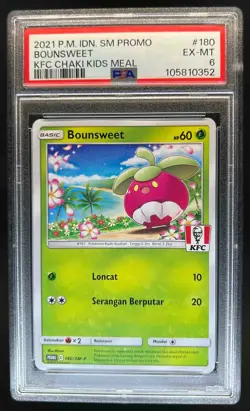 2021 Pokemon IDN SM Promo Bounsweet KFC Chaki Kids Meal #180 PSA 6 EX-MT - Image 1