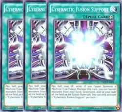 Yugioh - Cybernetic Fusion Support x 3 - 1st Edition LP - Plus Free Holo Card - Image 1